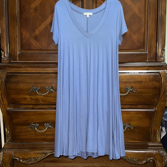 Light Blue Short Sleeve Dress - Picture 1 of 4